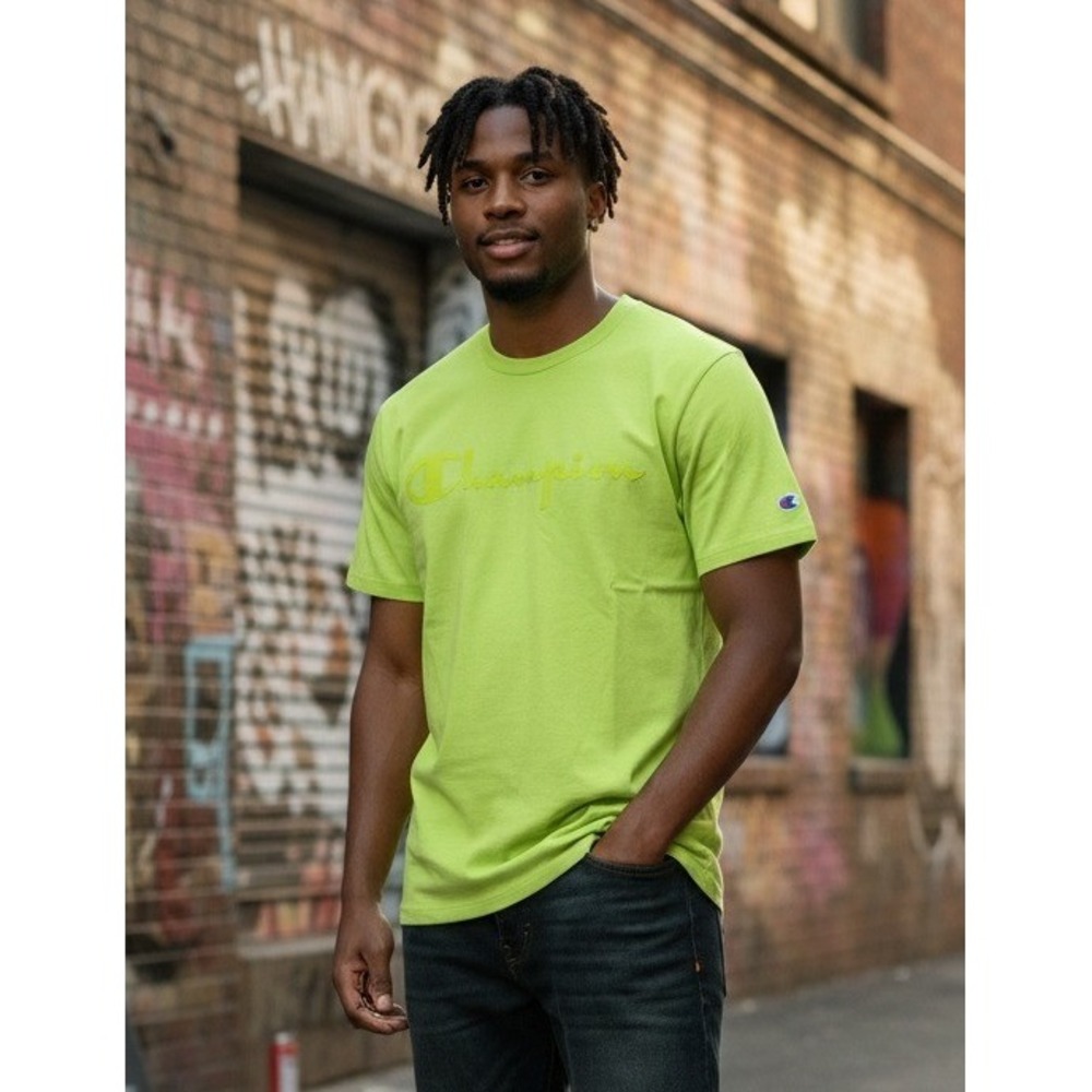 Champion Heritage Men's Heavyweight T-Shirt Size L Lime Green Cotton Casual NWT